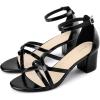 image:imageAllegra K Womens Strappy Heel Ankle Strap Open Toe Chunky Heels SandalsBlack