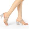 image:imageAllegra K Womens Strappy Rhinestone Block Heel Slide SandalsBeige