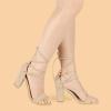 image:imageAllegra K Womens Tie Up Heels Strappy Chunky High Beige Heels Sandal 55 M US