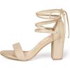 image:imageAllegra K Womens Tie Up Heels Strappy Chunky High Beige Heels Sandal 55 M US