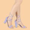 image:imageAllegra K Womens Tie Up Strappy Heels Chunky High Heels Purple Sandals  7 M US