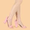 image:imageAllegra K Womens Tie Up Strappy Heels Light Pink Chunky High Heels Sandal 95 M US