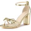 image:imageAllegra K Womens Bow Decor Ankle Strap Block Heels SandalsGold