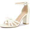 image:imageAllegra K Womens Bow Decor Ankle Strap Block Heels SandalsWhite