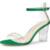 image:imageAllegra K Womens Clear Block Heel Ankle Strap Heeled SandalsGreen