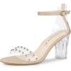 image:imageAllegra K Womens Clear Block Heel Ankle Strap Heeled SandalsNude