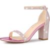 image:imageAllegra K Womens Glitter Ankle Strap Chunky Heels Pink Sandals 8 M US