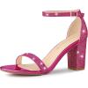 image:imageAllegra K Womens Glitter Ankle Strap Chunky Heels Sandals Hot Pink 6 M US