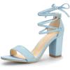 image:imageAllegra K Womens Lace Up Strappy Heels Sky Blue Chunky High Heels Sandal 55 M US
