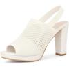 image:imageAllegra K Womens Peep Toe Platform Slingback Knit Chunky Heels SandalsCream