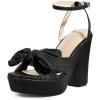 image:imageAllegra K Womens Platform Bow Heels Slingback Chunky Heel SandalsBlack