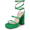 image:imageAllegra K Womens Platform Heels Square Toe Chunky High Heel Satin SandalsMint Green