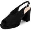 image:imageAllegra K Womens Square Toe Slingback Platform Heels Chunky Heel SandalsBlack