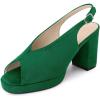 image:imageAllegra K Womens Square Toe Slingback Platform Heels Chunky Heel SandalsGreen