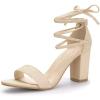 image:imageAllegra K Womens Tie Up Heels Strappy Chunky High Beige Heels Sandal 55 M US