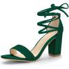 image:imageAllegra K Womens Tie Up Strappy Heels Chunky High Heels Green Sandal 8 M US