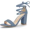 image:imageAllegra K Womens Tie Up Strappy Heels Chunky High Heels Haze Blue Sandal 95 M US