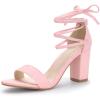 image:imageAllegra K Womens Tie Up Strappy Heels Light Pink Chunky High Heels Sandal 55 M US