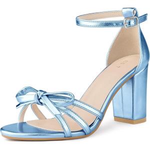 image:imageAllegra K Womens Bow Decor Ankle Strap Block Heels SandalsBlue