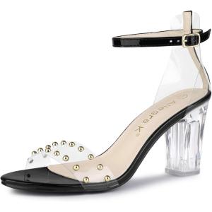 image:imageAllegra K Womens Clear Block Heel Ankle Strap Heeled SandalsBlack