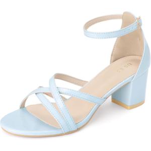 image:imageAllegra K Womens Strappy Heel Ankle Strap Open Toe Chunky Heels SandalsLight Blue