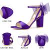 image:imageAllegra K Womens Bow Shoes Open Toe Chunky Heel SandalsDark Purple