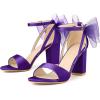 image:imageAllegra K Womens Bow Shoes Open Toe Chunky Heel SandalsDark Purple