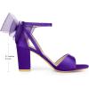 image:imageAllegra K Womens Bow Shoes Open Toe Chunky Heel SandalsDark Purple