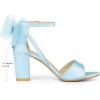 image:imageAllegra K Womens Bow Shoes Open Toe Chunky Heel SandalsLight Blue