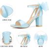 image:imageAllegra K Womens Bow Shoes Open Toe Chunky Heel SandalsLight Blue