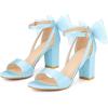 image:imageAllegra K Womens Bow Shoes Open Toe Chunky Heel SandalsLight Blue