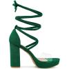 image:imageAllegra K Womens Clear Platform Lace Up Chunky Heels Dark Green Sandals 7 m US