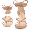 image:imageAllegra K Womens Flip Flops Chunky Heel Lace Up Heels Thong SandalsNude
