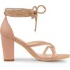 image:imageAllegra K Womens Flip Flops Chunky Heel Lace Up Heels Thong SandalsNude