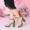 image:imageAllegra K Womens Printed Clear Platform Chunky Heel Green Sandals  75 m US