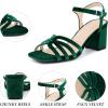 image:imageAllegra K Womens Square Toe Slingback Chunky Heels Velvet SandalsGreen