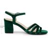 image:imageAllegra K Womens Square Toe Slingback Chunky Heels Velvet SandalsGreen