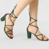 image:imageAllegra K Womens Strappy Lace Up Chunky Heeled Dark Green Heels Sandals 9 m US