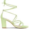 image:imageAllegra K Womens Strappy Lace Up Chunky Lime Green Heel Sandals 10 m US