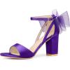 image:imageAllegra K Womens Bow Shoes Open Toe Chunky Heel SandalsDark Purple
