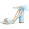 image:imageAllegra K Womens Bow Shoes Open Toe Chunky Heel SandalsLight Blue
