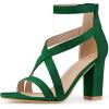 image:imageAllegra K Womens Crisscross Ankle Strap Chunky Heel Green Sandals 9 m US