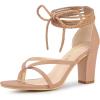 image:imageAllegra K Womens Flip Flops Chunky Heel Lace Up Heels Thong SandalsNude