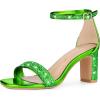 image:imageAllegra K Womens Glitter Ankle Strap Block Heels Bright Green Sandals 9 m US
