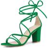 image:imageAllegra K Womens Strappy Lace Up Chunky Heeled Green Heels Sandals 75 M US