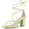 image:imageAllegra K Womens Strappy Lace Up Chunky Lime Green Heel Sandals 105 m US