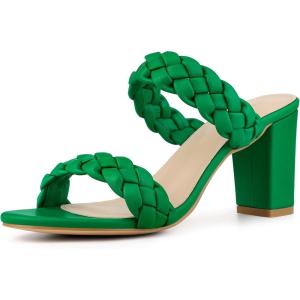 image:imageAllegra K Womens Braided Heeled Slip on Chunky Heel Grass Green Slide Sandals  9 m US