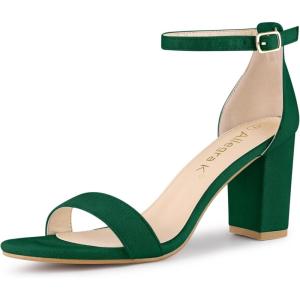 image:imageAllegra K Womens Buckle Ankle Strap High Chunky Heels Green Sandals 95 m US