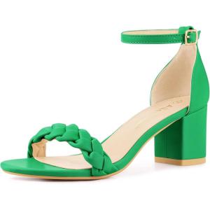 image:imageAllegra K Womens Chunky Heels Ankle Strap Braided Heel Green Sandals 75 m US