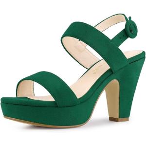 image:imageAllegra K Womens Platform Heel Slingback Chunky Green Heel Sandals 9 m US